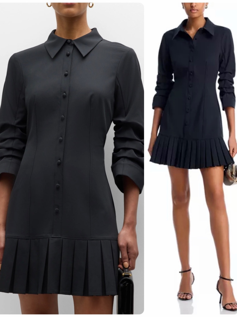 $425 Cinq à Sept Lucilla Drop Waist Pleated Hem Navy Shirt Dress 0